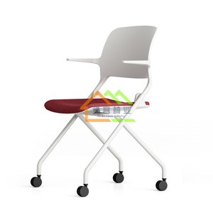 滑轮折叠会议椅简约培训椅移动扶手办公椅活动背接待椅大型会场椅