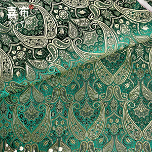 墨绿色深绿两色本色琵琶花底纹织锦缎布料绸缎子布料旗袍汉服手工
