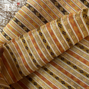 条纹民族面料传统纺织装饰diy手工古典混纺织锦缎花提花 时装布料