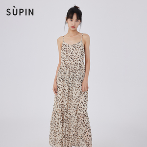速品SUPIN豹纹吊带连衣裙2023年夏季商场同款性感纯欲523278008