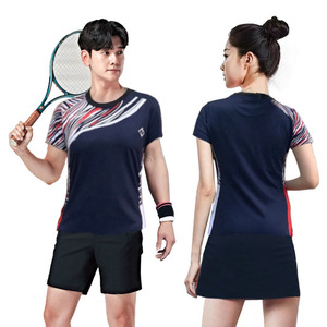 羽毛球服女连衣裙情侣运动套装男女上衣新款速干大码网球服