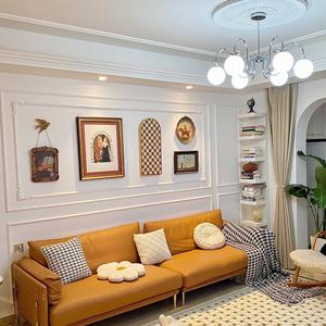 法式轻奢客厅装饰画复古美式沙发背景壁画现代创意奶油风组合挂画
