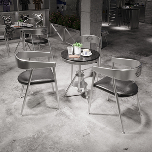 奶茶店桌椅组合创意工业风卡座铁艺办公室休闲接待休息区洽谈会议