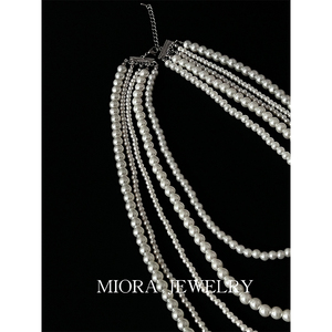 MioraStudio法式复古小香风五层多层珍珠项链层次感叠戴小众配饰