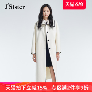 jsister 冬装专柜新款 JS女装时尚米白羊流行毛呢大衣 S342105005