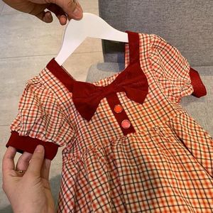 戴维贝拉女童夏装儿童网红裙子爆款女宝宝学院风格子连衣裙小童洋