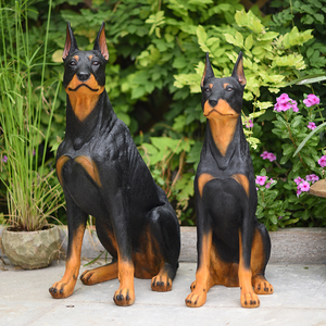 杜宾犬摆件仿真动物狗雕塑杜宾模型入户客厅玄关庭院花园落地装饰