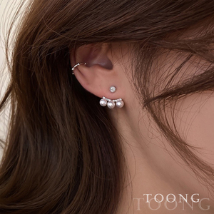 锆石三颗珍珠耳环韩国气质网红一款多戴法耳饰女时尚个性高级感