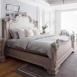 美平米美式实木床ART复兴印记轻奢法式高柱仿古白白色主卧双人床