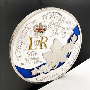 包邮 英国女王90周年纪念币加拿大枫叶生日寿收藏银币外币硬币