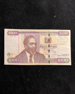 肯尼亚2010年1000先令 最高值 大象群 动物钞 非洲纸币收藏