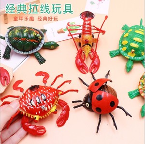 拉线乌龟螃蟹龙虾甲虫老鼠小兔子地上会走动物地摊儿童玩具小礼品