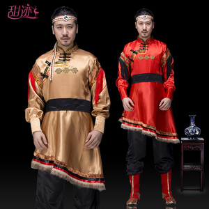 蒙古长袍蒙族男装篝火晚会舞蹈演出服少数民族长袍藏族传统服装
