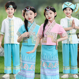 六一傣族服装儿童女2024新款云南西双版纳民族服饰泰国衣服裙套装