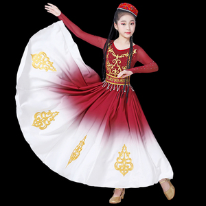 新款新疆舞蹈演出服儿童女古丽服装维吾尔族服饰维族新疆舞舞蹈服