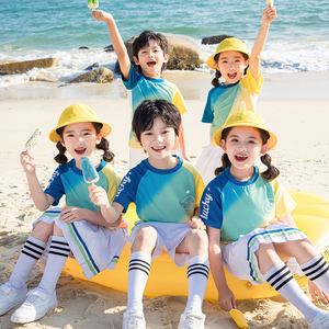 幼儿园园服夏季校服短袖六一儿童演出服三年级小学生班服运动套装