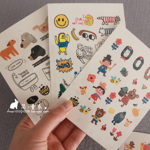 出口新款字母动物台湾环保贴纸防水卡通韩版时尚复古可爱贴画line