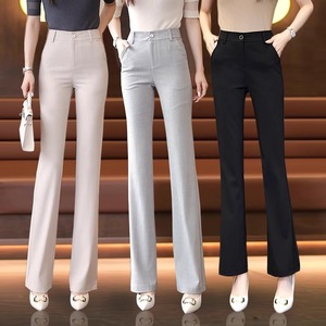 冰丝微喇西装裤女夏季2024新款高腰显瘦垂感薄款直筒休闲喇叭裤子
