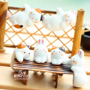 现货推荐日本京都龙虎作可爱陶土猫咪兔子桌面摆件和风饰品礼物