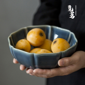 日式色釉纯色深盘茶洗大小号 陶瓷洗笔缸家用陶瓷餐具茶点水果盘
