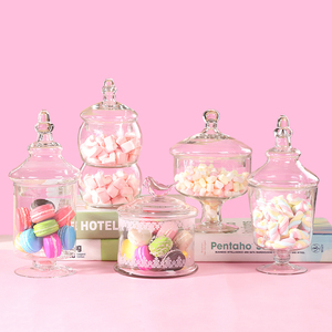 欧式收纳圆形玻璃糖果罐瓶子带盖创意可爱客厅玻璃罩甜品台储物罐