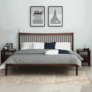 特价清仓美式实木床简约胡桃橡木床现代1.8双人床单人床卧室家具