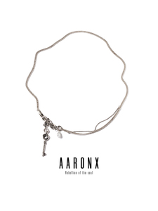 aaronx原创设计做旧925纯银复古钥匙单颗珍珠叠戴陈楚生同款项链