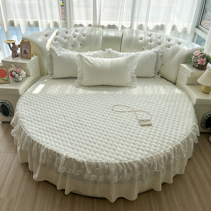 韩版圆形床裙2米直径圆床床笠2.2米直径夹棉公主风花边圆床罩定做