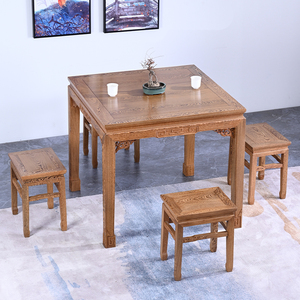 红木家具鸡翅木八仙桌家用餐桌椅组合实木正方形中式餐桌饭桌餐台