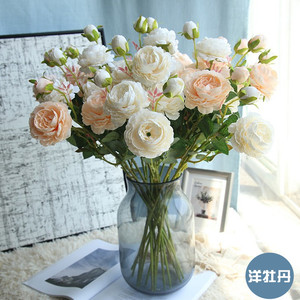 3头洋牡丹西洋玫瑰仿真花婚庆道具绢花装饰花路引花假花