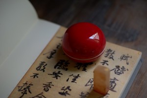 中国红印泥盒便携陶瓷小号印章印泥收纳盒书法国画专用文房四宝
