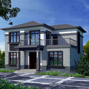 砖混欧式二层小别墅自建房子设计图纸新农村小洋楼房屋效果图2010
