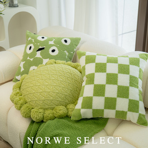 抱枕向日葵绿色小清新棋盘格枕套田园风客厅沙发靠枕飘窗床头靠垫