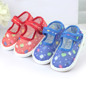 夏季婴儿网布魔术贴布鞋宝宝千层底手工布鞋0-1-2岁家居传统凉鞋