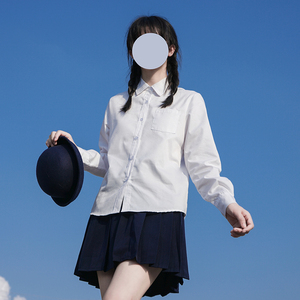 白色衬衫女秋冬夏季内搭大码宽松日系学院风学生jk衬衣长短袖尖领