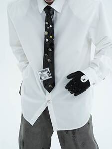 小瘦子男装原创纽扣设计感领带 男生小众高级感衬衫个性装饰领结