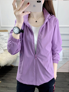 紫色冲锋衣女风衣哥伦比亚新款春款休闲防晒外套运动锦纶户外夹克