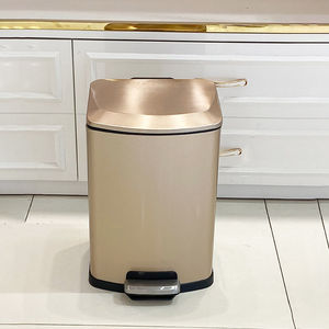 高档垃圾桶家用客厅厨房带盖脚踏式轻奢双层大号金色不锈钢踩踏桶