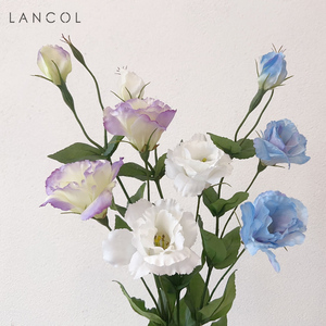 Lancol现代仿真花白色紫色洋桔梗花束 家居装饰花艺摆件餐桌绢花