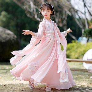 中国风女童汉服儿童古装超仙小女孩2024新款春季薄款唐装襦裙夏季