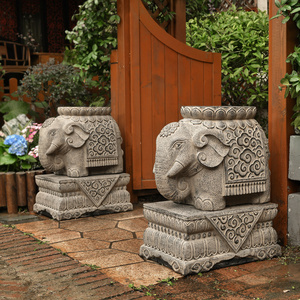 大象摆件大门口仿石墩子石鼓门墩一对花盆底座门前两侧花坛小院子