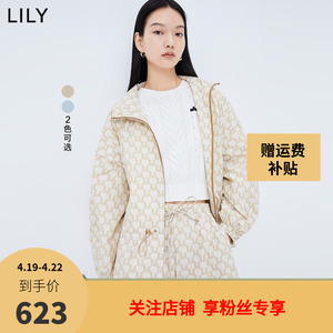 【商场同款】LILY2023夏新款女装复古时尚老花抽绳宽松运动外套女