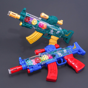儿童电动玩具枪网红声光投影音乐齿轮男孩子背带冲锋枪左轮3岁5岁
