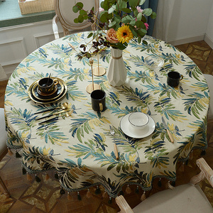 美式大圆桌桌布布艺客厅欧式圆形茶几布桌子家用餐桌布台布高级感