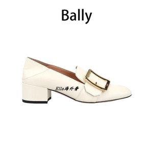 正品代购 Bally 巴利 搭扣装饰乐福鞋小皮鞋高跟鞋中跟女鞋一脚蹬