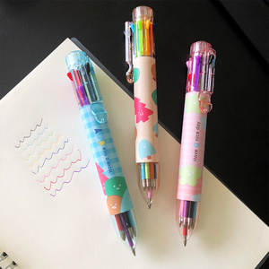 晨光新款8色圆珠笔可爱萌创意小清新多色手账笔按动原子笔油笔0.7