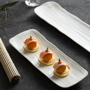 长盘餐具日式寿司家用陶瓷菜盘家用长条带鱼盘特色创意长方形碟子