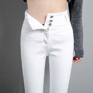 白色高腰牛仔裤女2024年夏季新款修身显瘦显高小个子弹力小脚长裤