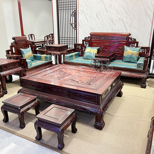 红木家具印尼黑酸枝木大款卷书沙发阔叶黄檀中式客厅沙发组合全套