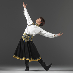 藏族舞蹈演出服装新款藏服套装少数民族成人学生艺考练习练功服男